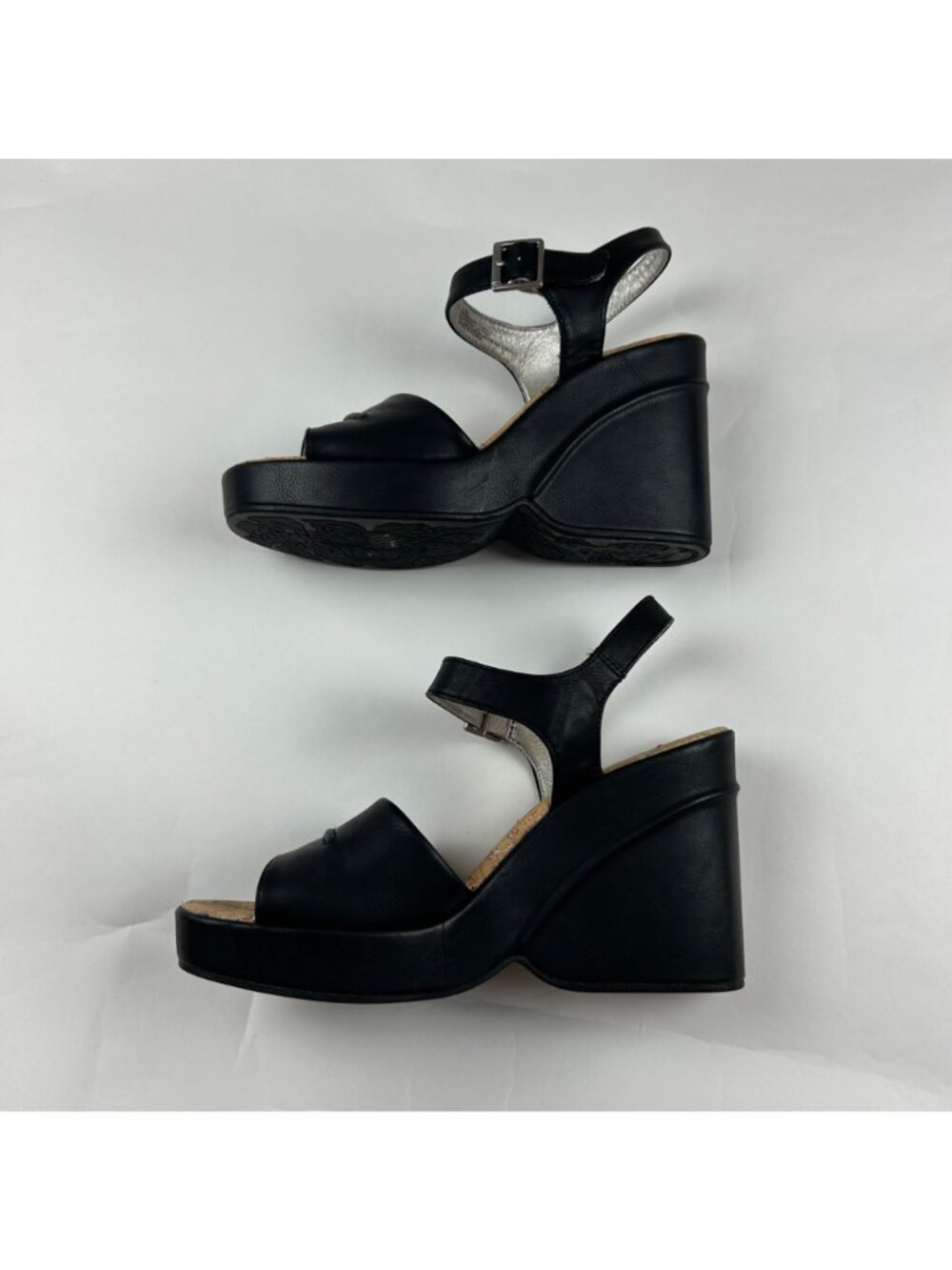 Kork's Black Bardot Ankle Strap Wedge Sandal 11 - Picture 5 of 8